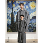 深灰色重磅连帽卫衣卫裤 青少年男生ootd穿搭套装 潮帅气时髦运动服