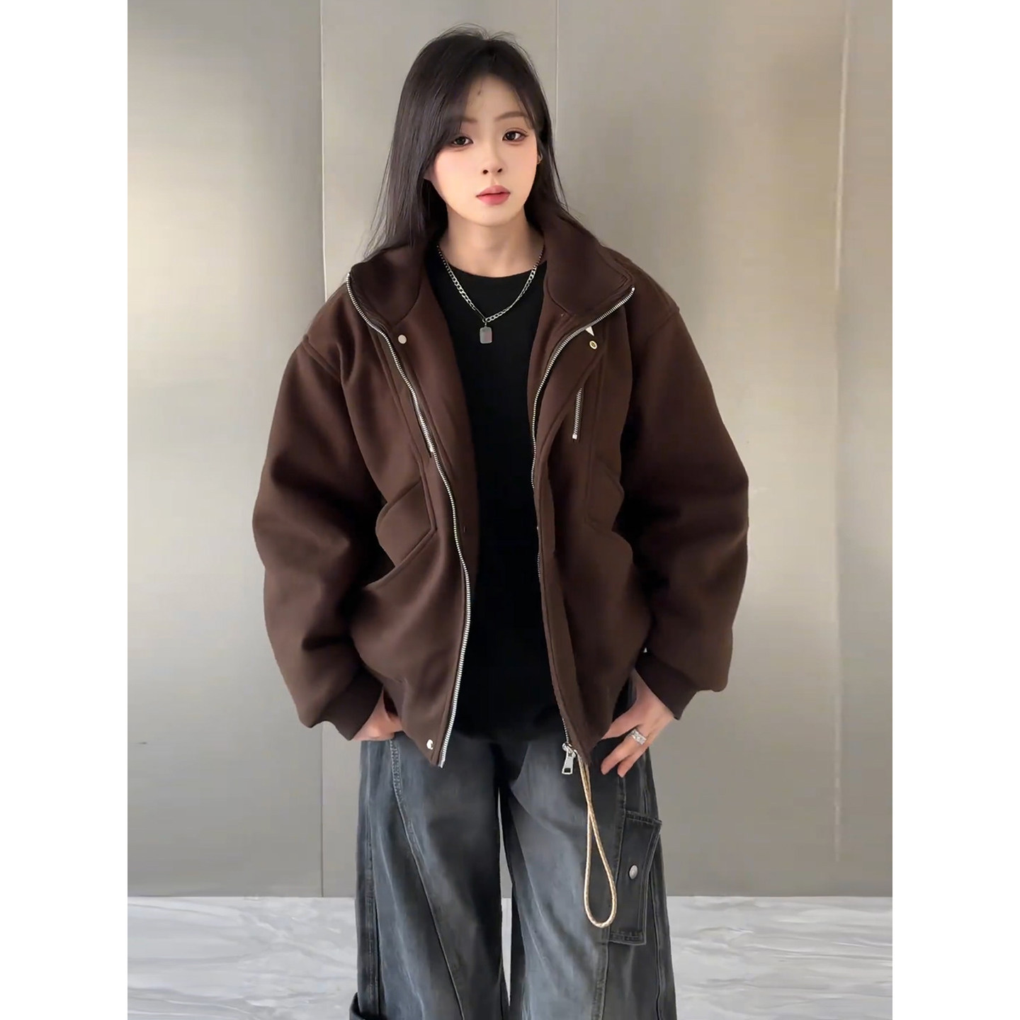 美式复古哈灵顿短款棉服男款冬季老钱风潮牌毛呢外套加厚情侣棉衣,男装,棉衣,淘宝优惠券,粉丝福利购,淘宝优惠卷