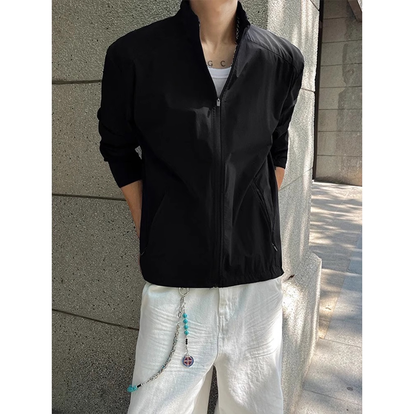 修身无帽立领宋甲防晒衣男士夏季