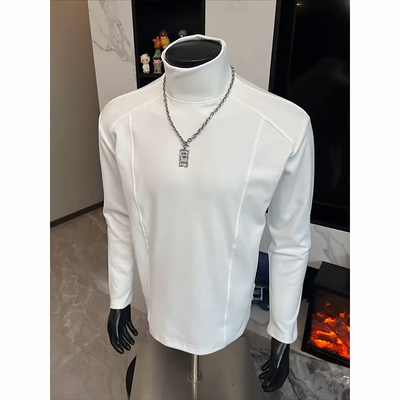 白色半高领德绒打底衫男款秋冬