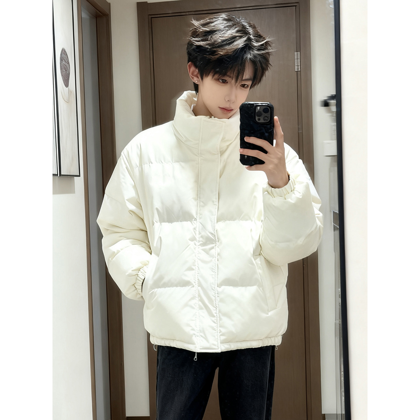 白色轻薄晋江羽绒棉服男冬季加厚