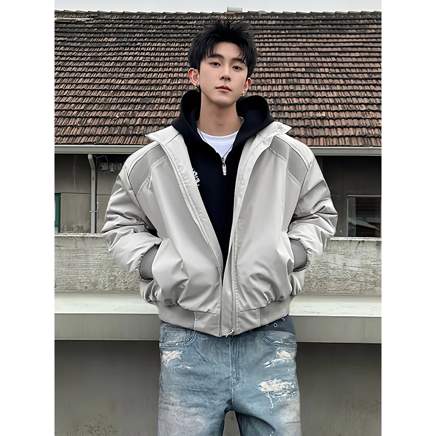 美式廓形短款棉服外套冬季高级感