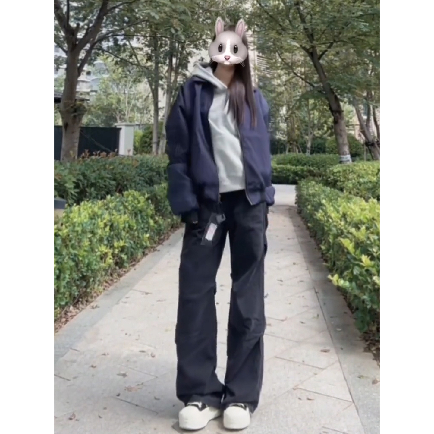 美式复古藏青色短款飞行夹克外套