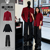 新中式 夹克订婚穿搭立领西服 男高级感老钱风修身 毛呢料小西装 套装