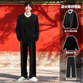 男士 新中式 国风西服套装 中山装 结婚订婚礼服高级痞帅垫肩立领西装