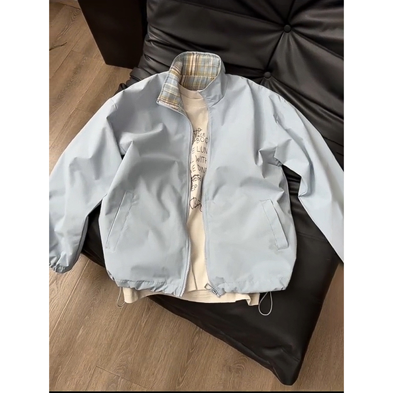 夏季薄款格子拼接夹克男慵懒风穿搭美式宽松休闲外套ootd穿搭上衣