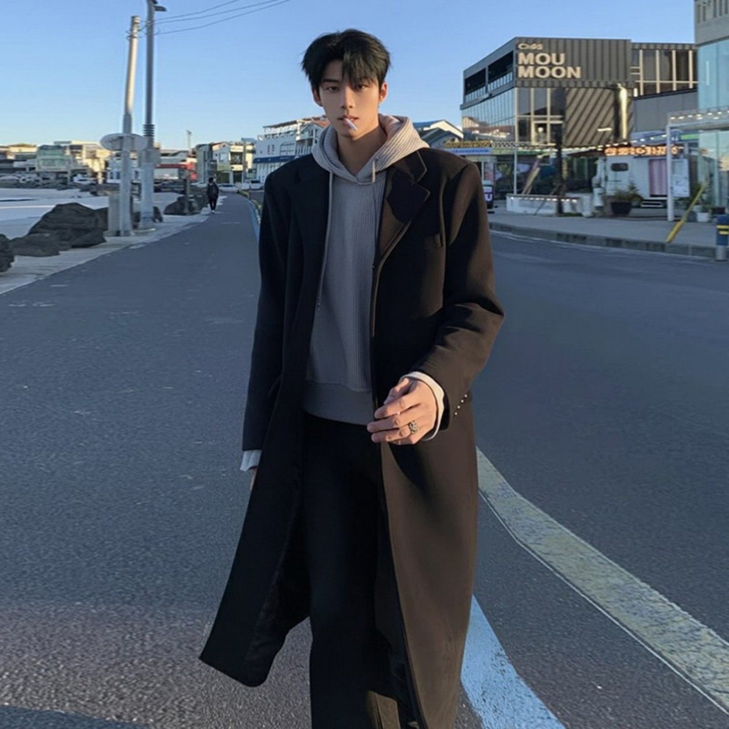 黑色克苏鲁文职大衣男冬季中长款过膝西装外套雅痞英伦风呢子风衣,男装,毛呢大衣,淘宝优惠券,粉丝福利购,淘宝优惠卷