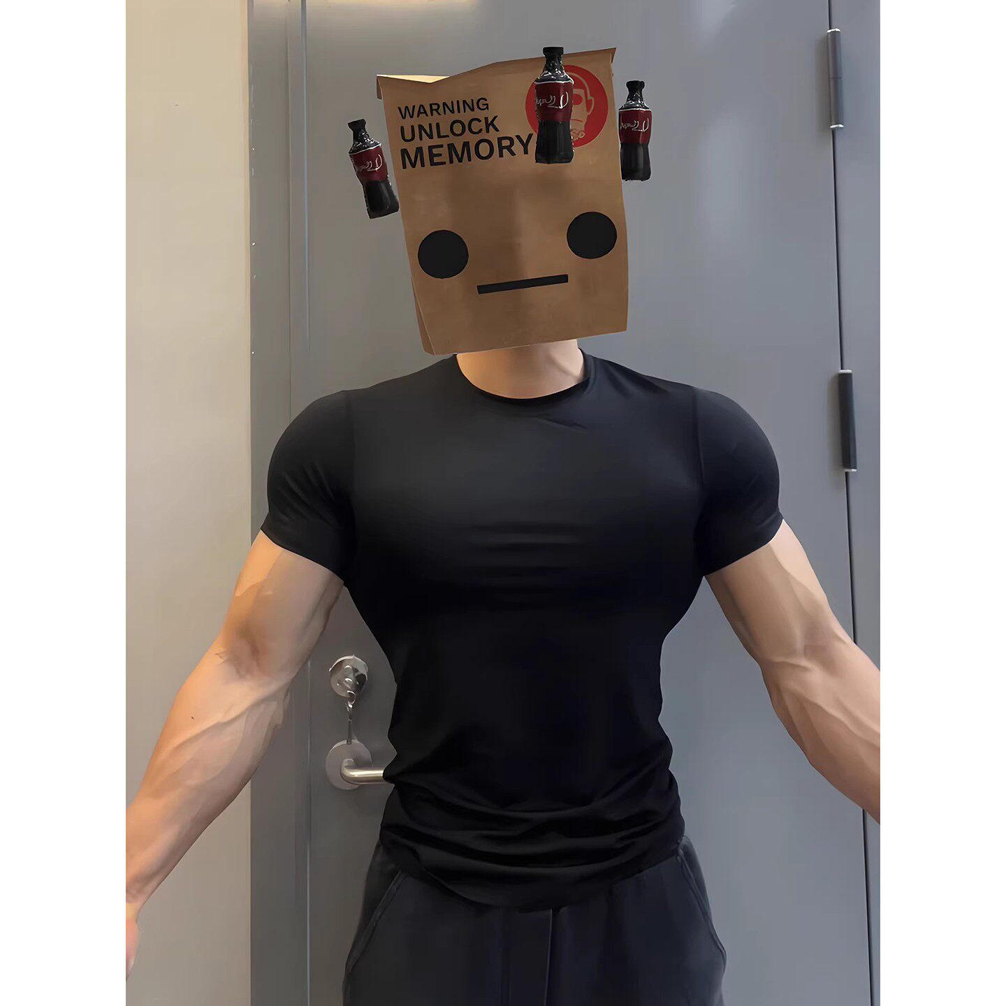 黑色弹力修身收袖口t恤男夏季健身运动正肩短袖高级感骑行训练服