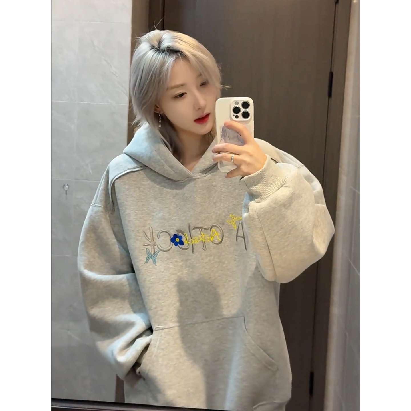 重磅字母刺绣连帽卫衣男美式高街