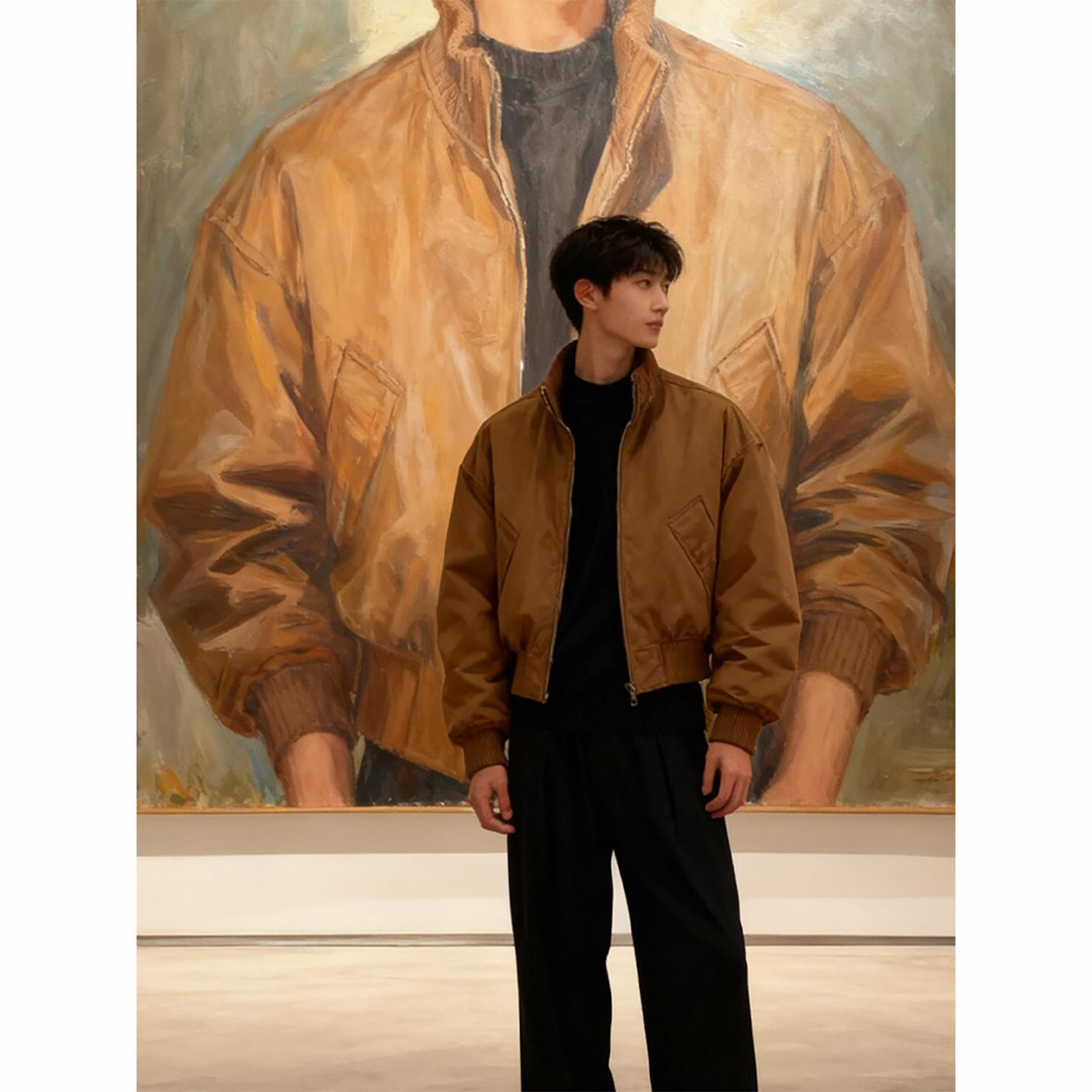 美式飞行员夹克棉服男款冬季短款立领棒球服百搭工装冲锋棉衣外套