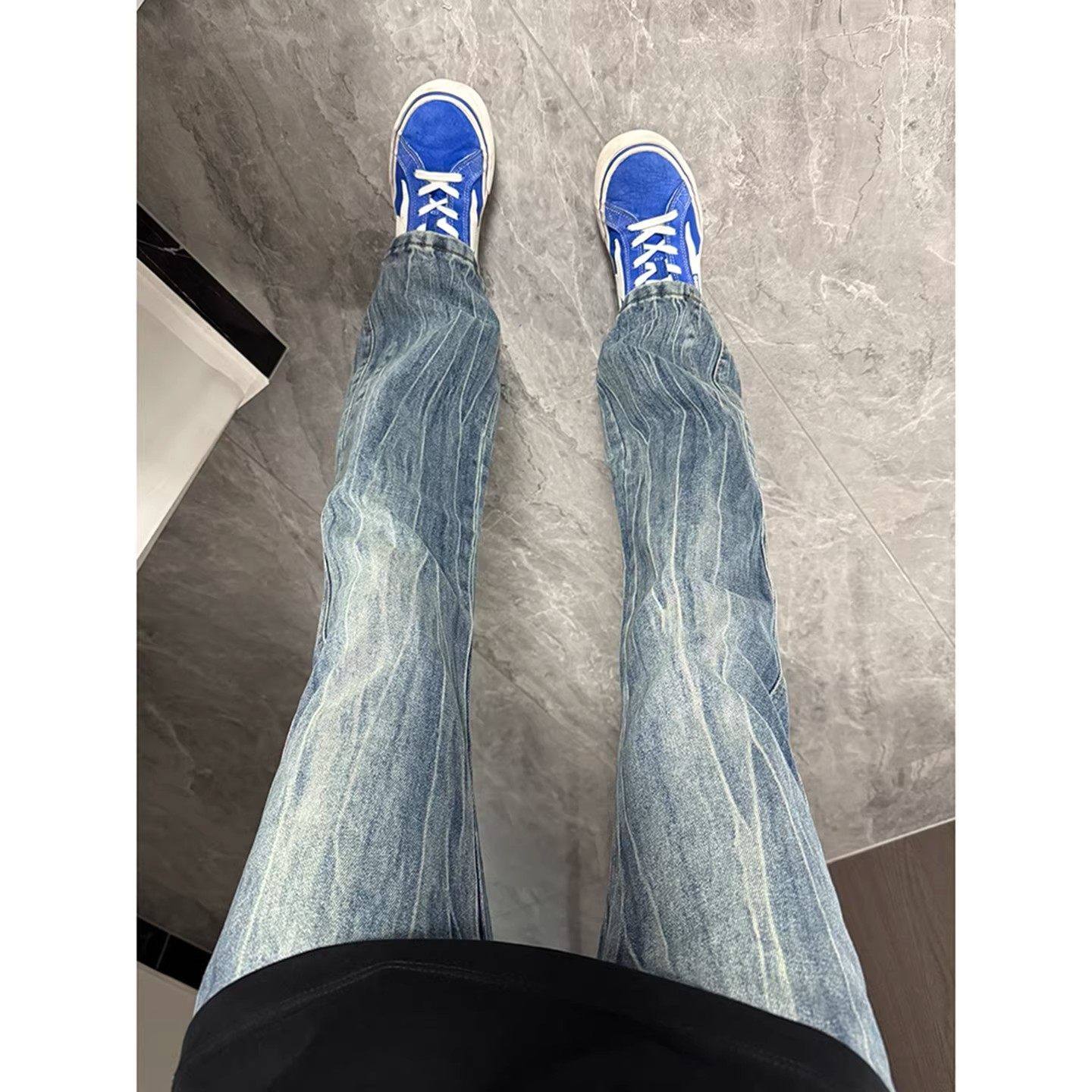 美式复古闪电纹牛仔裤专治腿粗屁股大的裤子男修身直筒显瘦微喇裤,男装,牛仔裤,淘宝优惠券,粉丝福利购,淘宝优惠卷