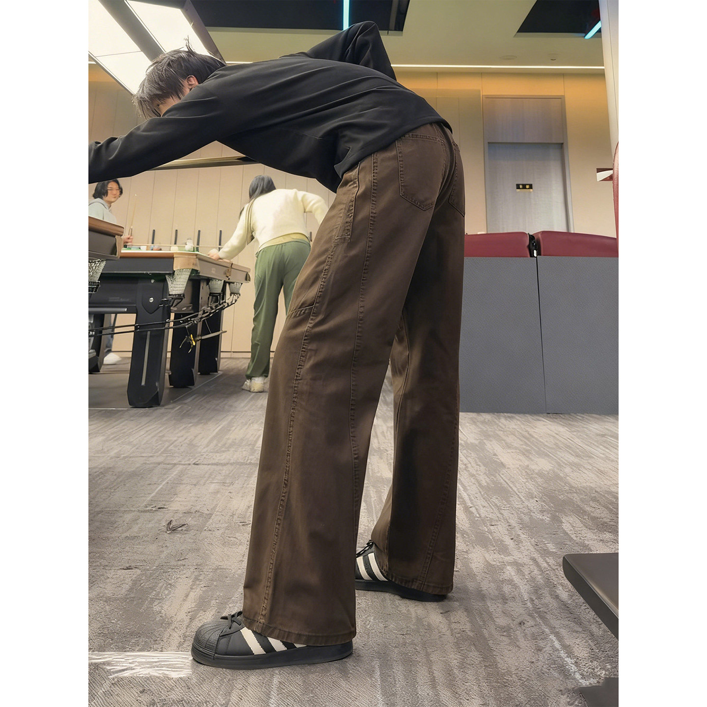 美拉德咖色工装牛仔裤男款美式痞帅高级感裤子直筒显瘦斜切弯刀裤