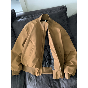 美式bomber飞行夹克棉服冬季男士高级感外套短款廓形立领棒球棉衣