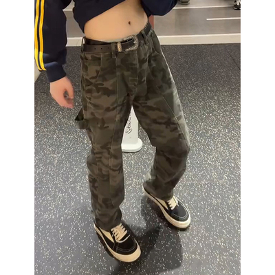 美式复古迷彩牛仔裤男款痞帅风