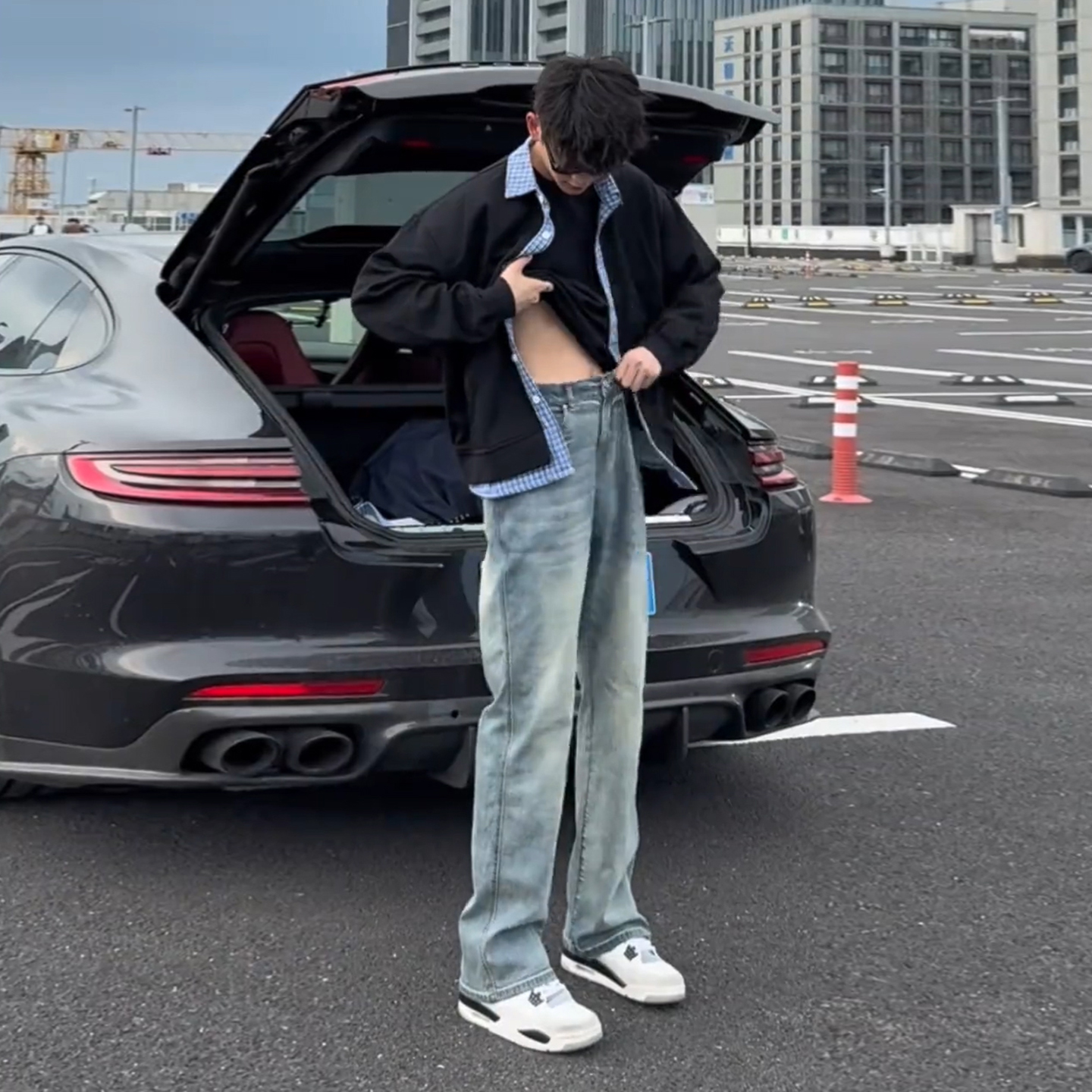 美式高街vibe微喇牛仔裤高个子男