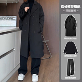 英伦风风衣男中长款 过膝双排扣外套春秋青少年学院风韩版 派克大衣