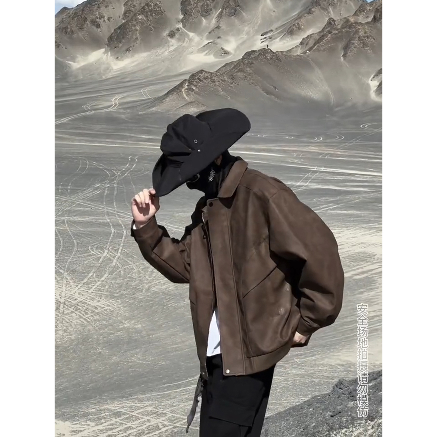 美拉德棕色皮衣外套秋季短款美式