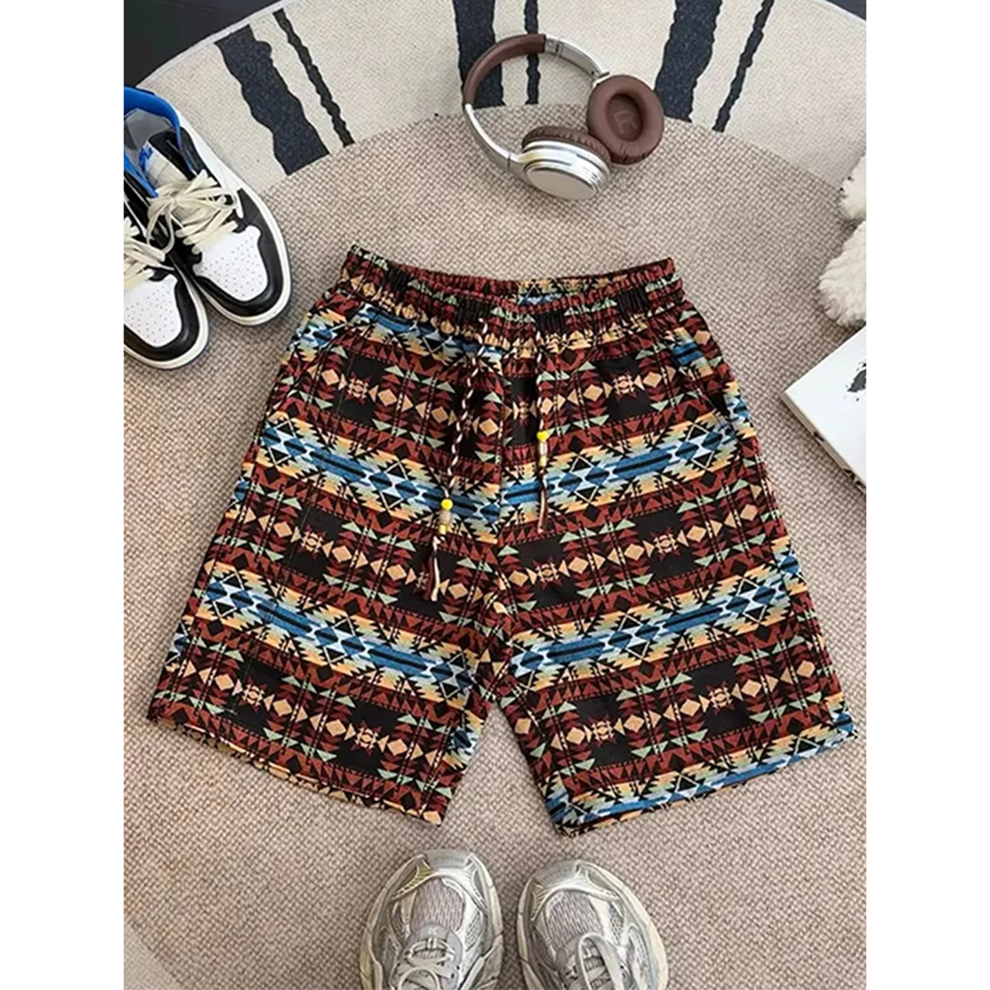 菱格提花民族风短裤旅游穿搭夏季