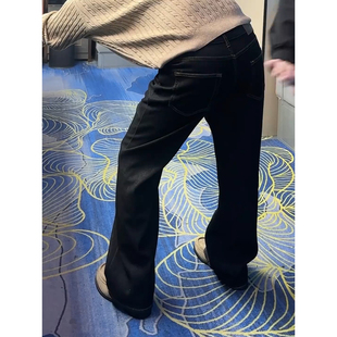 原牛黑2021M版型牛仔裤美式痞帅炸街男裤子直筒高级感显瘦微喇裤