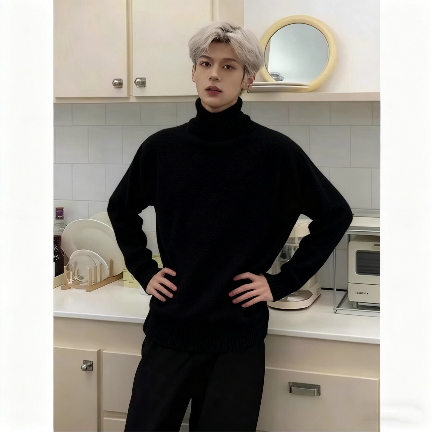 韩系高级感加绒毛衣男冬季加绒