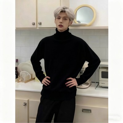 韩系高级感加绒毛衣男冬季加绒