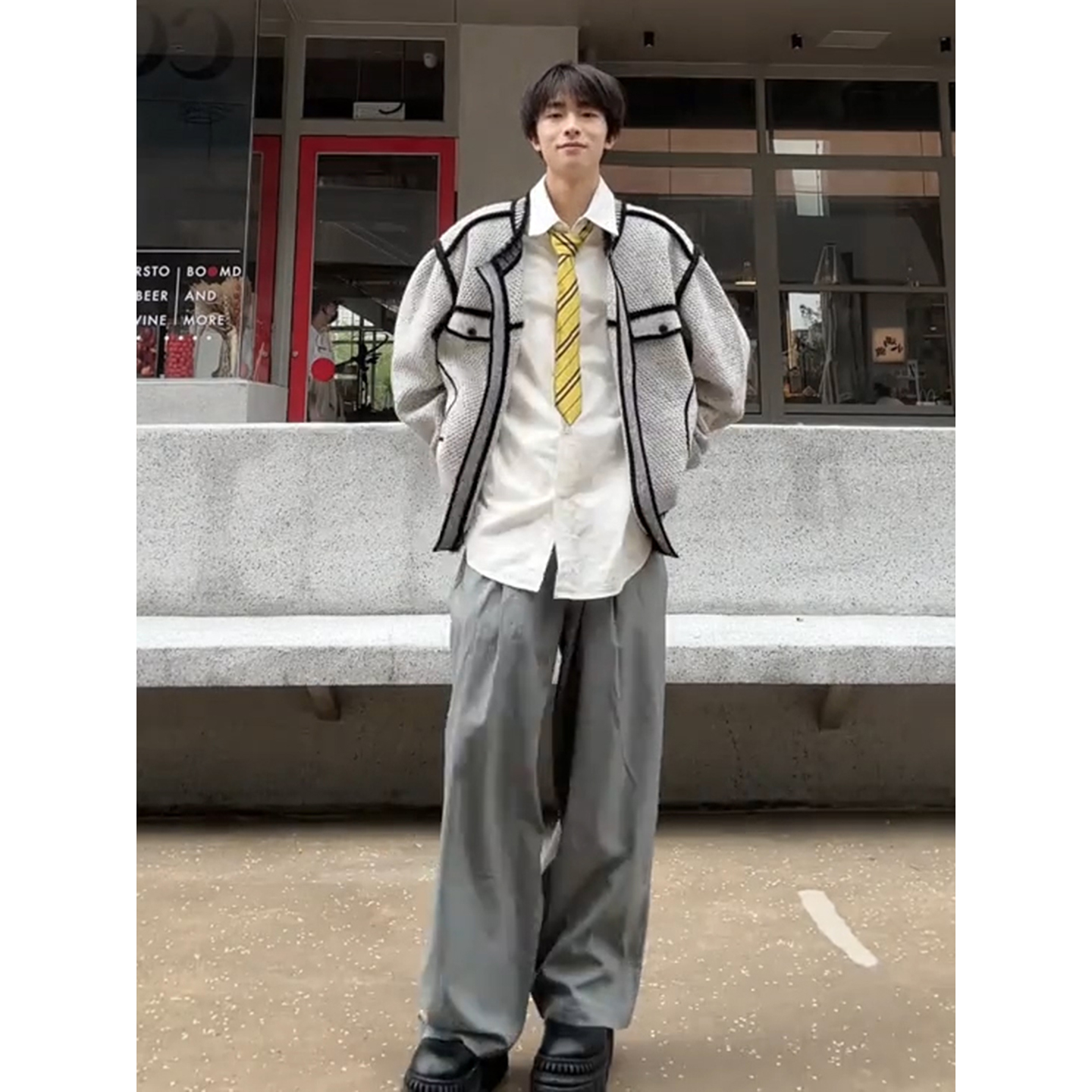 法式小香风针织开衫毛衣男款秋季