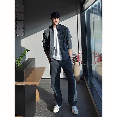 深灰色健身裤子男款秋冬修身直筒