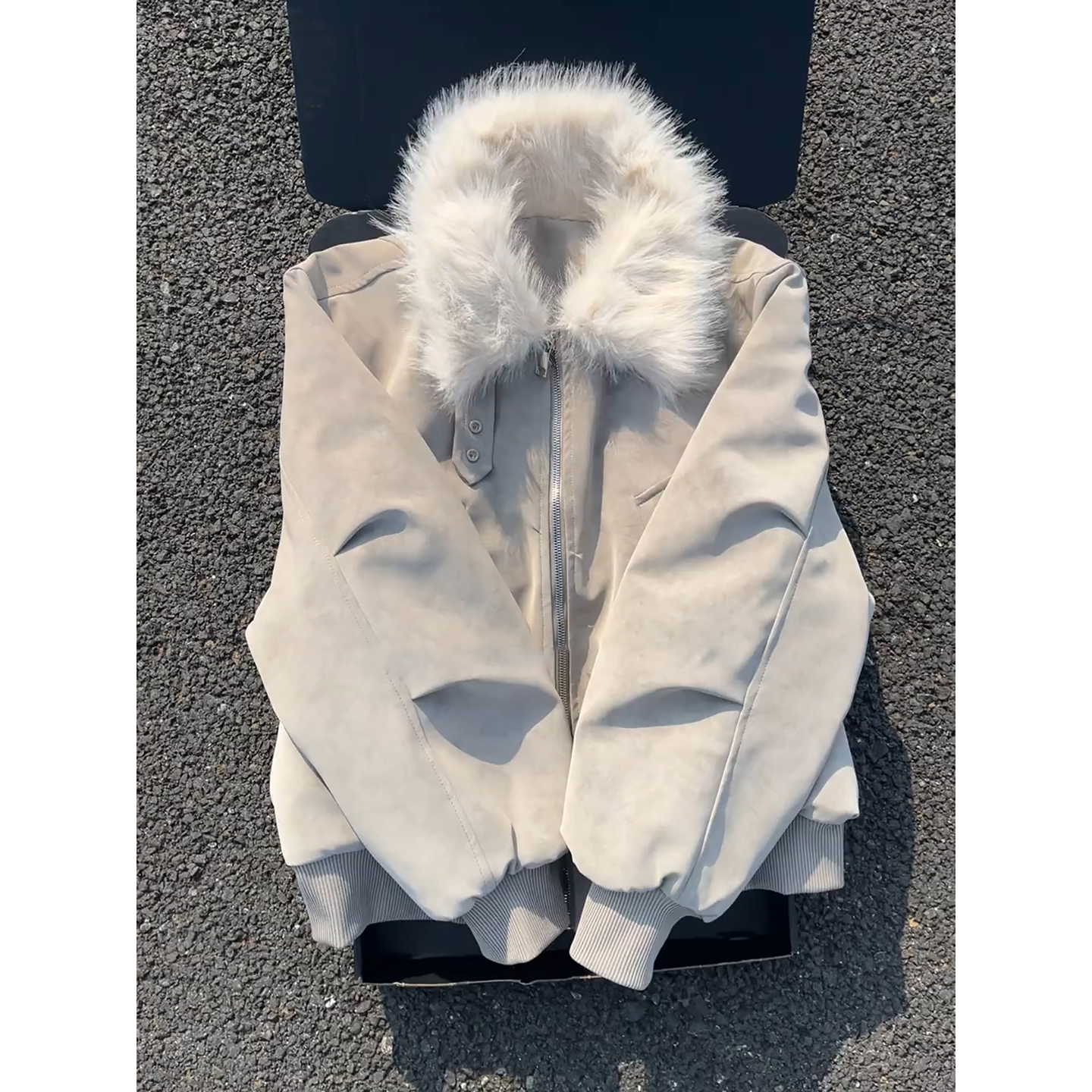 美式雾面pu皮座山雕外套男款冬季