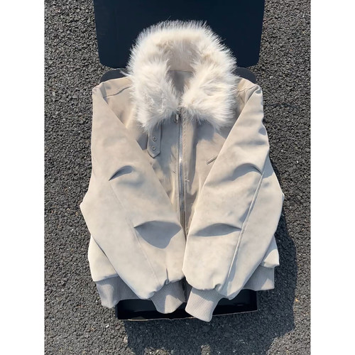 美式雾面pu皮座山雕外套男款冬季