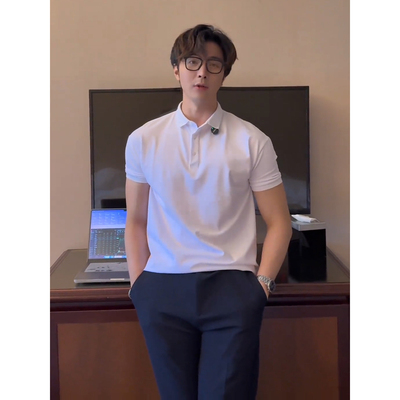 韩版修身polo衫短袖男款夏季成熟