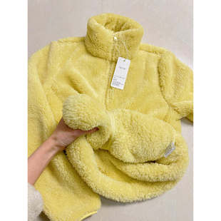 奶黄色加绒羊羔绒外套男冬季 摇粒绒内胆棉衣高级感加厚立领棉袄子