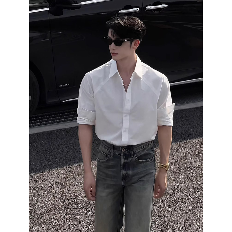 禁欲系冰丝长袖衬衫男夏季高级感