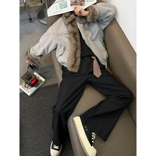 棉衣外套 立领短款 仿貂毛座山雕毛领夹克棉服男冬季 加厚麂皮绒美式