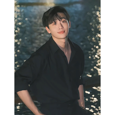 英伦雅痞黑色长袖衬衫秋季人夫感