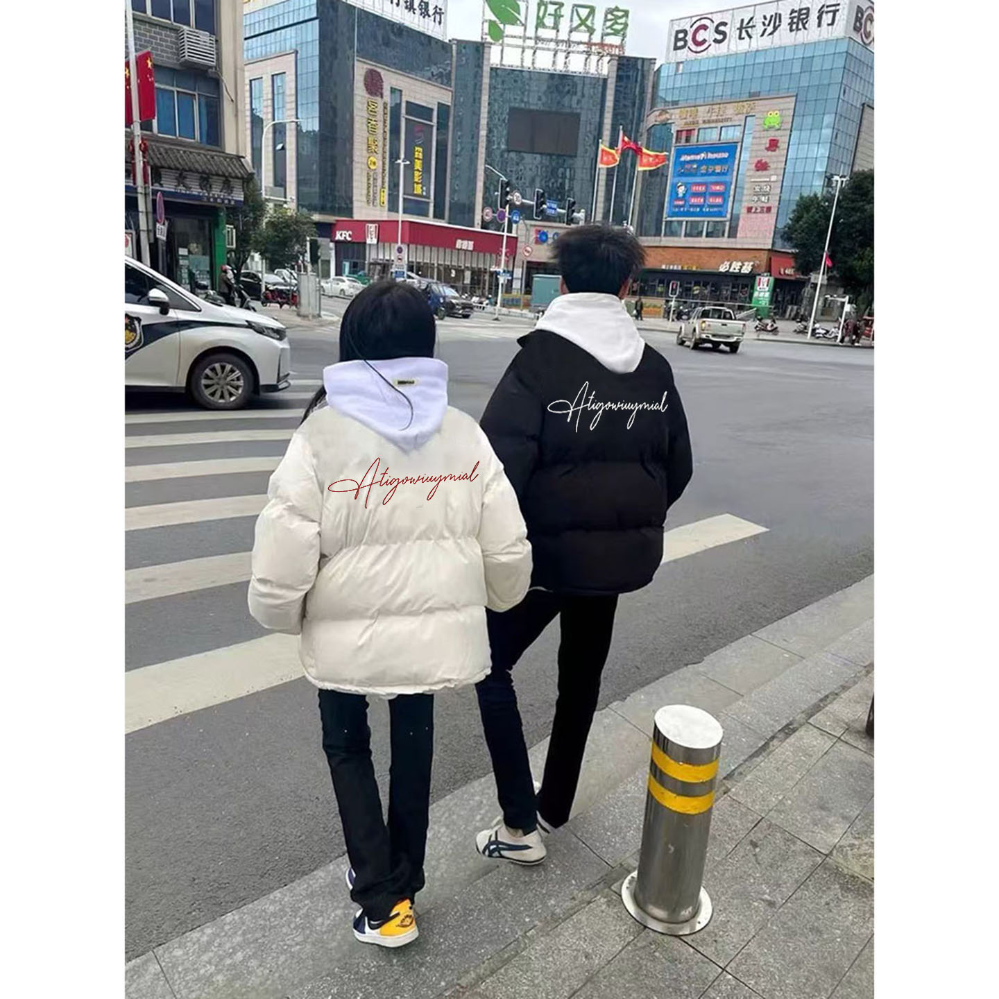 美式高街无帽羽绒服冬季男款加厚