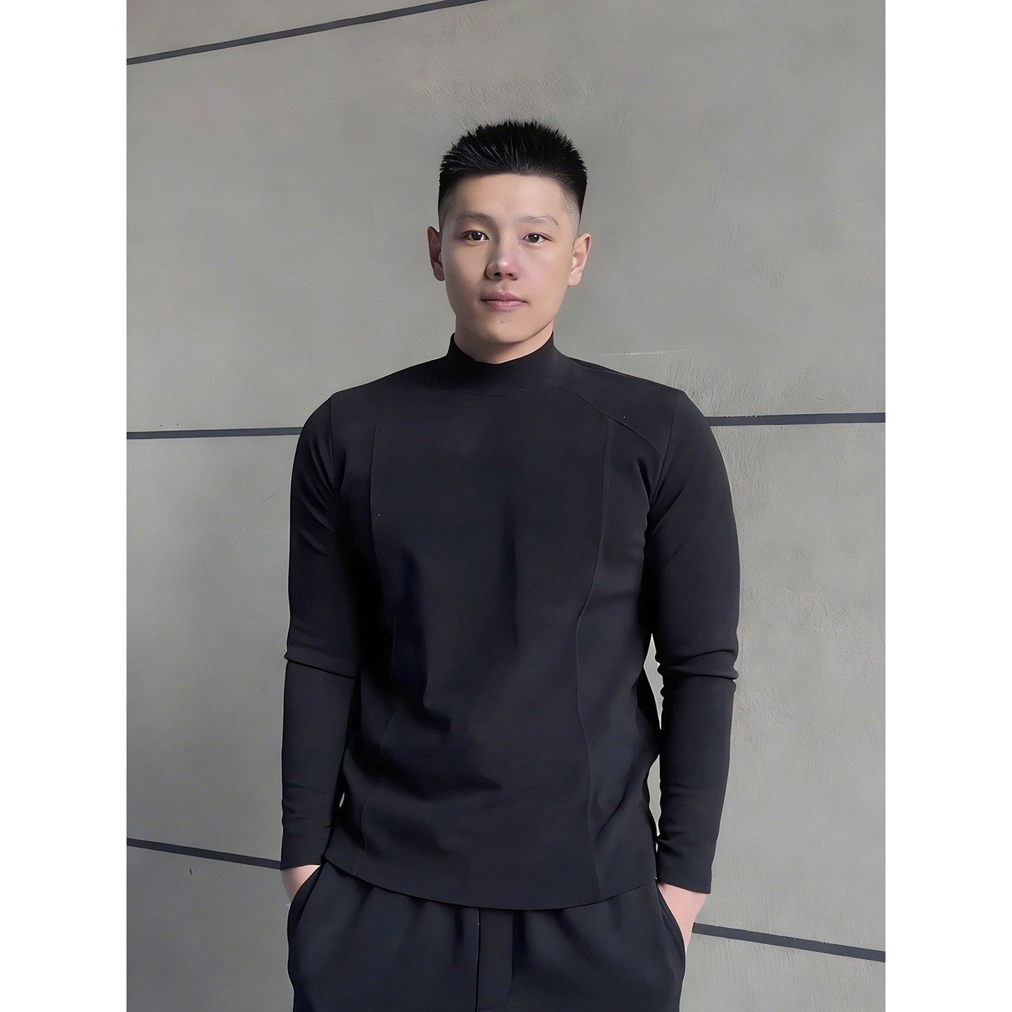 黑色半高领德绒打底衫男款秋冬美式修身正肩长袖t恤内搭保暖卫衣,男装,T恤,淘宝优惠券,粉丝福利购,淘宝优惠卷