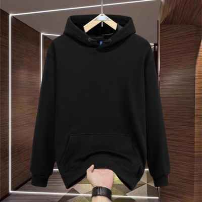 黑色美式重磅连帽卫衣男秋冬季