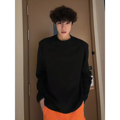 黑色解构正肩卫衣男秋冬