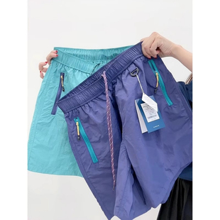 子拉链口袋健身训练中裤 山系户外凉感裤 男夏季 多巴胺轻量速干短裤