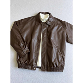 飞行员夹克美式 美拉德咖啡色复古皮衣男秋冬季 短款 翻领机车服外套