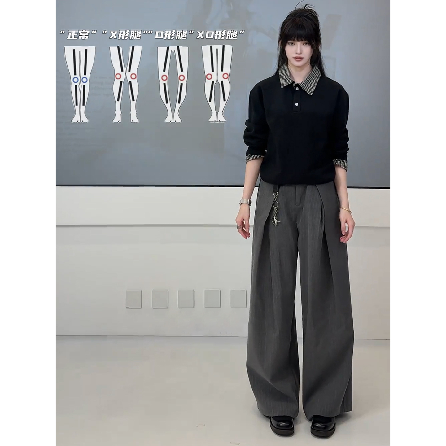 美式褶皱条纹西裤男早秋A字版型