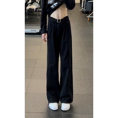 黑色微喇加绒牛仔裤男款美式高街