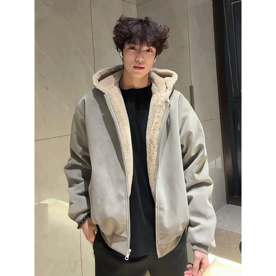 座山雕连帽棉服外套男款冬季加绒