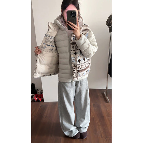 韩系氛围感双面穿马甲棉服男秋冬