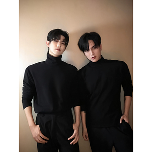 禁欲系高领毛衣男款秋冬韩系人夫感加绒打底针织衫高级感保暖上衣