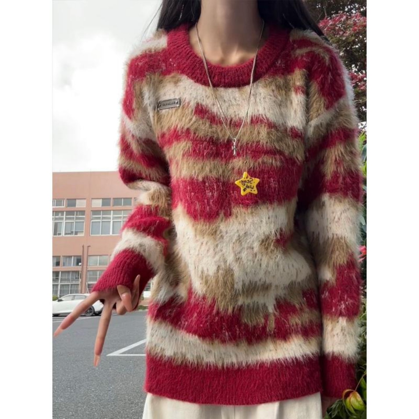 圣诞马海毛毛衣内搭男生高级感