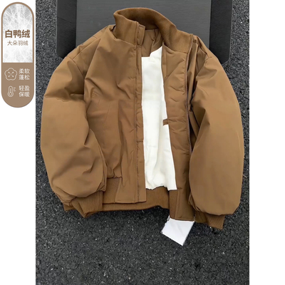 美式短款羽绒服冬季廓形立领夹克