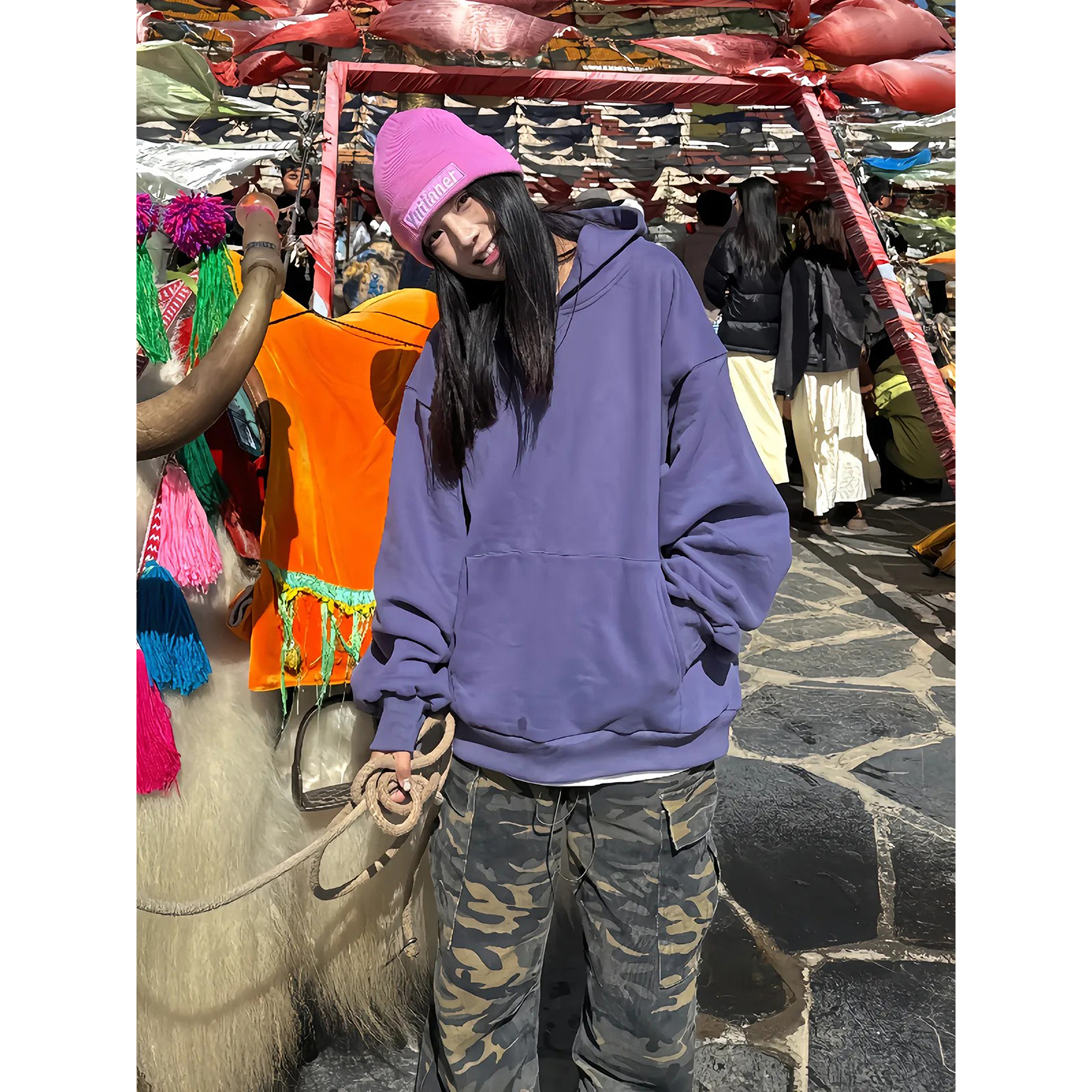 紫色重磅连帽卫衣男款秋季