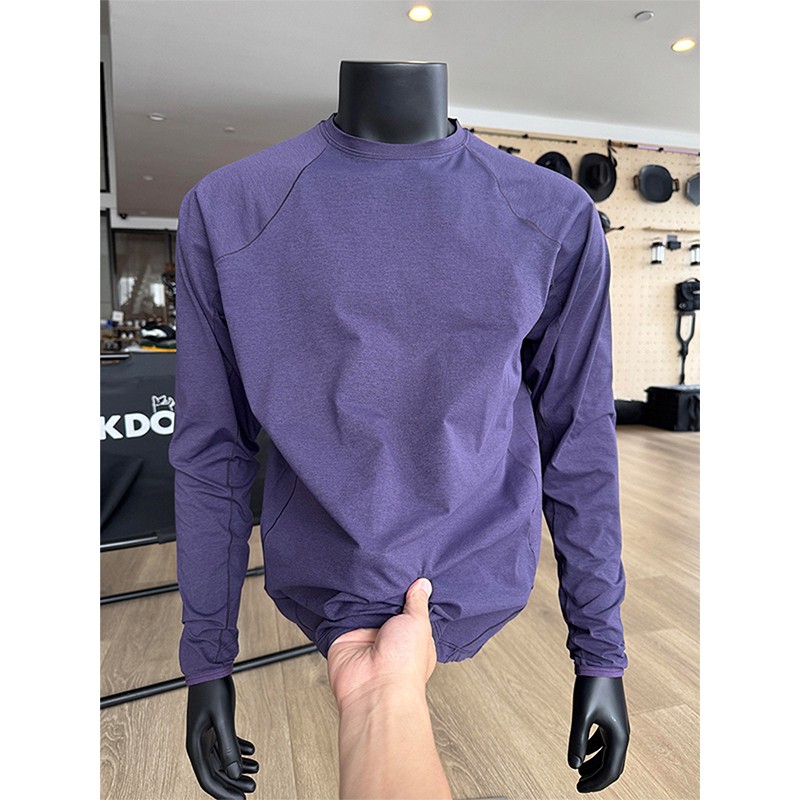 紫色明线拼接运动长袖t恤男款