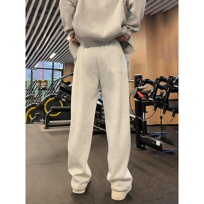 白花灰重磅微喇卫裤男款秋冬